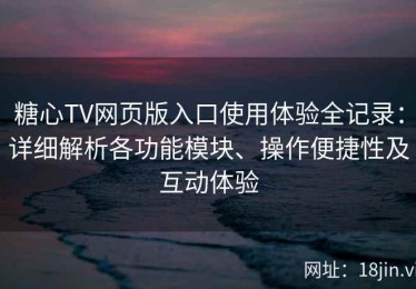 糖心TV网页版入口使用体验全记录：详细解析各功能模块、操作便捷性及互动体验