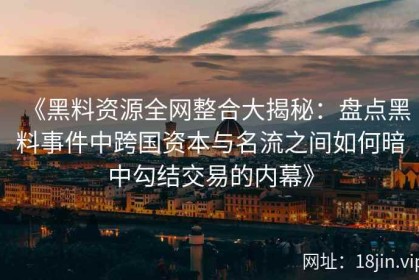 《黑料资源全网整合大揭秘：盘点黑料事件中跨国资本与名流之间如何暗中勾结交易的内幕》