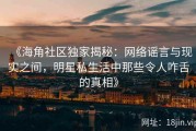 《海角社区独家揭秘：网络谣言与现实之间，明星私生活中那些令人咋舌的真相》