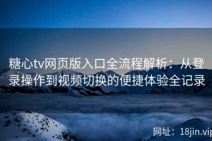 糖心tv网页版入口全流程解析：从登录操作到视频切换的便捷体验全记录