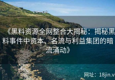 《黑料资源全网整合大揭秘：揭秘黑料事件中资本、名流与利益集团的暗流涌动》