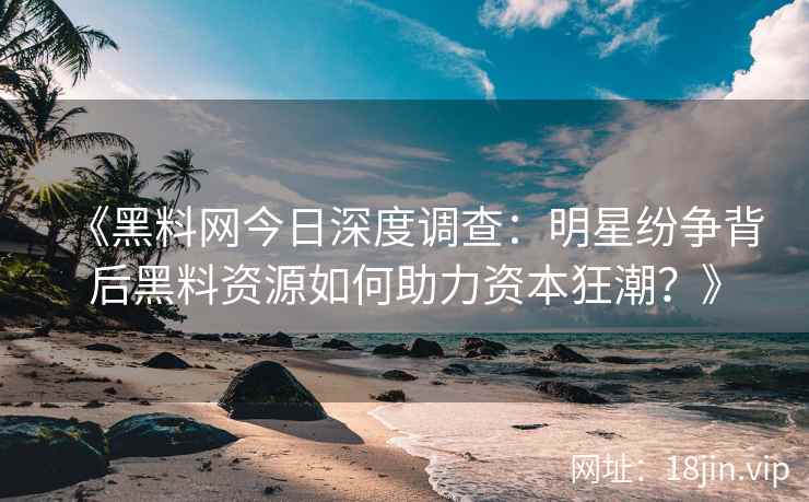 《黑料网今日深度调查：明星纷争背后黑料资源如何助力资本狂潮？》